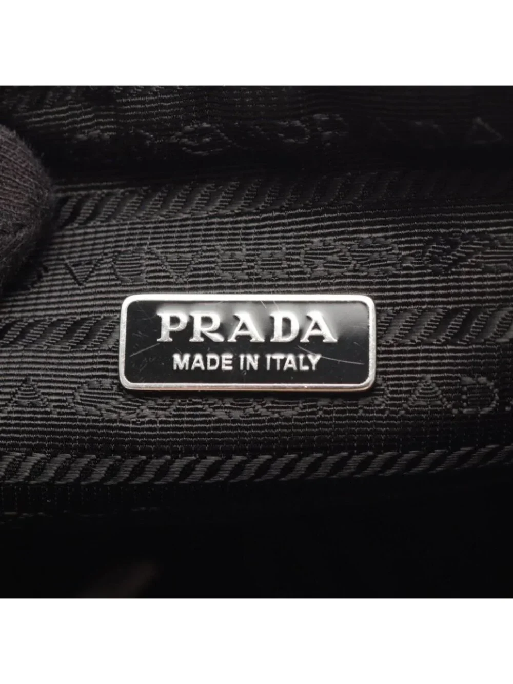 Prada Shoulder Bag Triangle White Black Leather